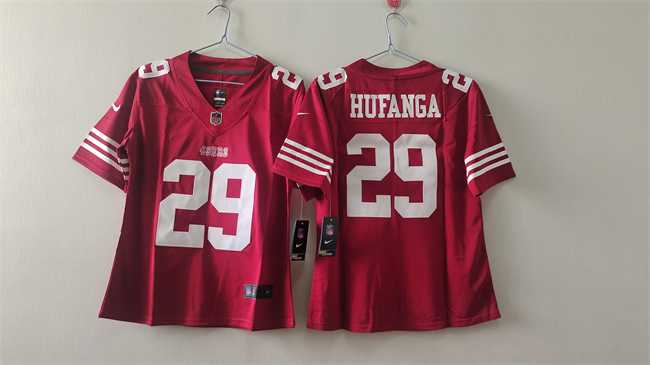 Women%27s San Francisco 49ers #29 Talanoa Hufanga Red Vapor Stitched Jersey